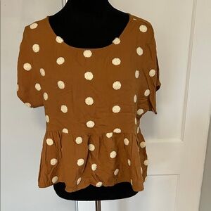 Blu Pepper Tan Polka Dot Blouse